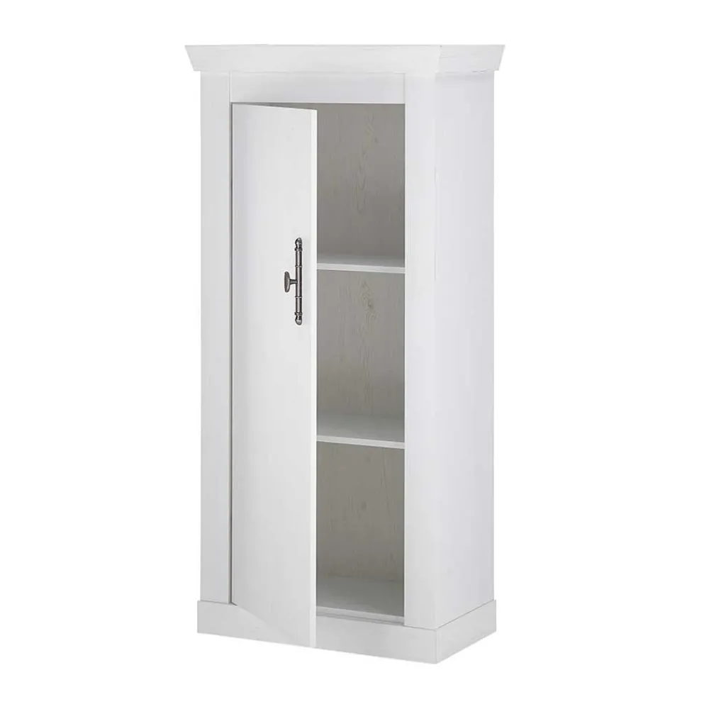 Wohnen Wohnzimmerwohnwand in weißer Holzoptik Pinie - Liancos (vierteilig)