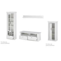 Wohnen Wohnzimmerwohnwand in weißer Holzoptik Pinie - Liancos (vierteilig)