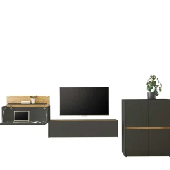 Wohnen Wohnzimmer-Wohnwand Möbelset - Ahilav (dreiteilig)