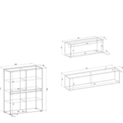 Wohnen Wohnzimmer-Wohnwand Möbelset - Ahilav (dreiteilig)