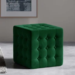 Wohnen Würfelhocker aus Samt in Grün - Oldschool