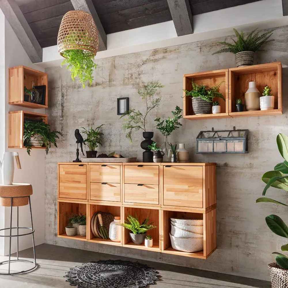 Wohnen Wohnwände|Wohnwand*Würfelregale Kombination aus Kernbuche - Gabela (zwölfteilig)