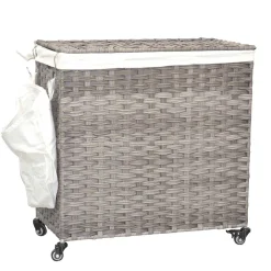Wohnen Wäschetruhe auf Rollen in Grau Kunstrattan - Henrietta