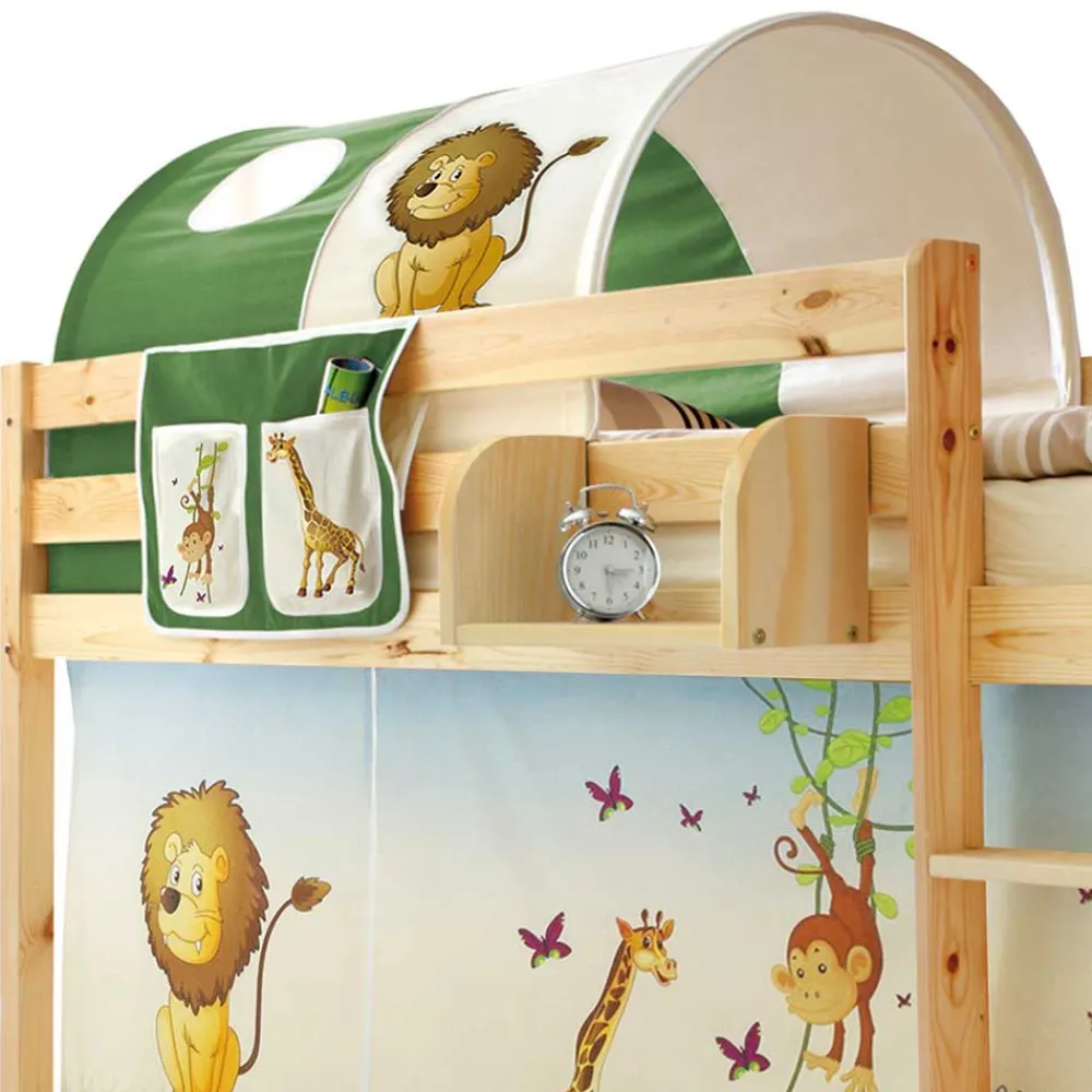 Wohnen Kindermöbel|Kinderbetten*90x200 Afrika Tiere Hochbett mit Nackenrolle - Fakt