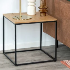 Wohnen 45x45 Beistelltisch in Eiche & Schwarz - Mercadeo