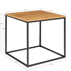Wohnen 45x45 Beistelltisch in Eiche & Schwarz - Mercadeo