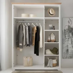 Wohnen 140x200 Bett & Nachtkommode & Schrank - Maggio (dreiteilig)