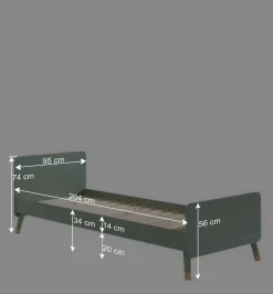 Wohnen 90x200 Bett in Oliv Grün & Gold - Genn