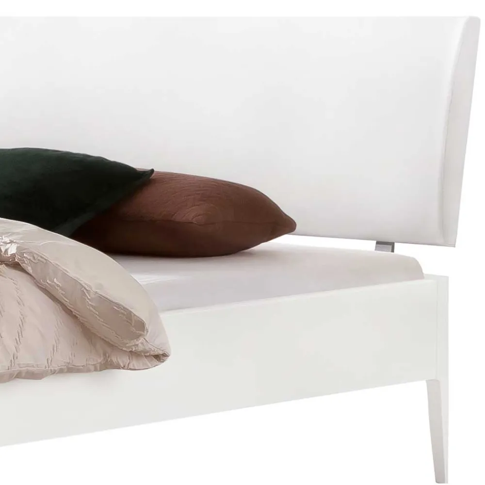 Wohnen 140x200 Bett in Weiß aus Buche & Kunstleder - Shian