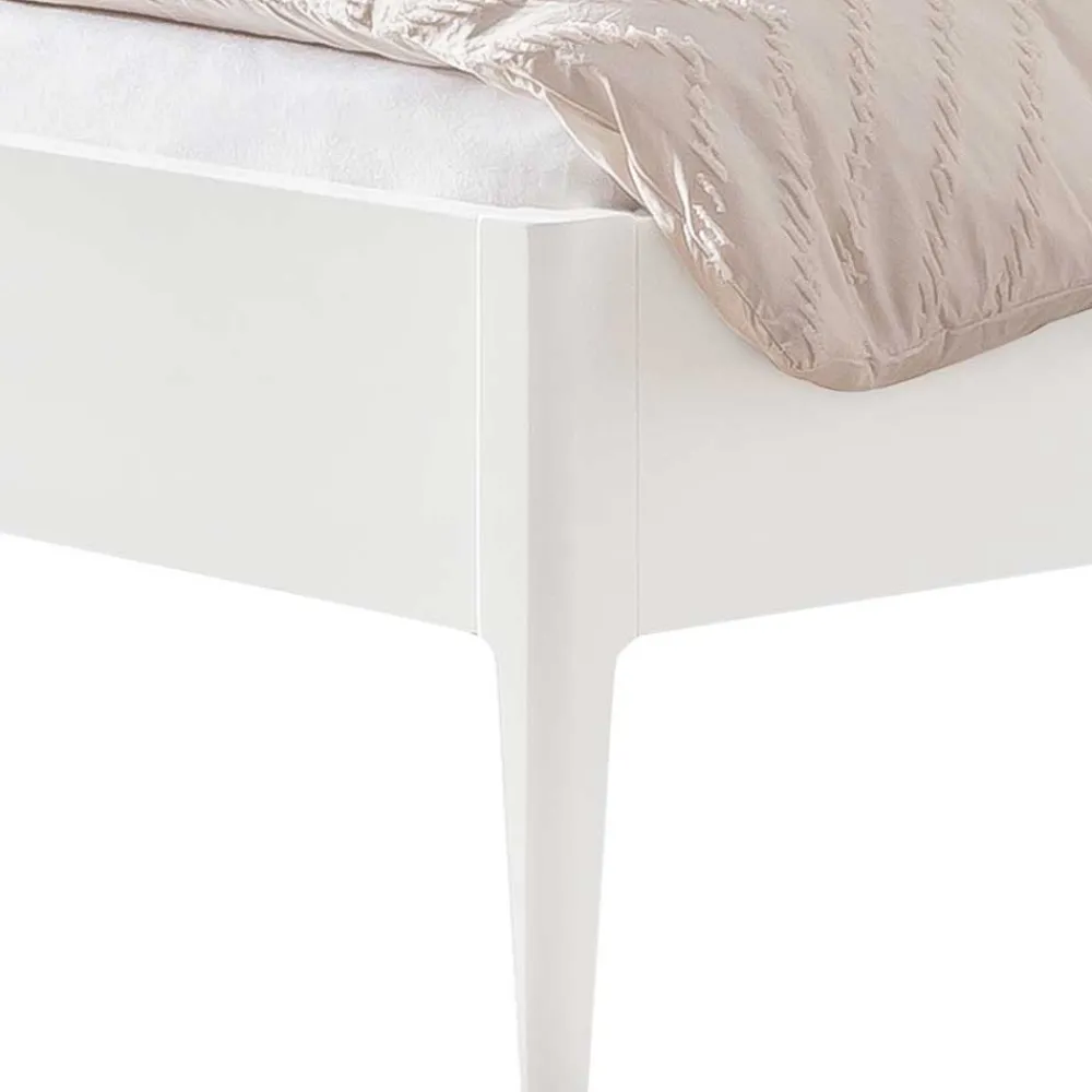 Wohnen 140x200 Bett in Weiß aus Buche & Kunstleder - Shian