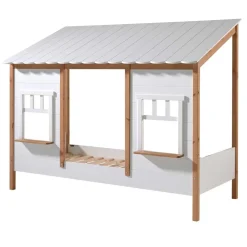 Kinder Wohnen 90x200 Bett mit Rausfallschutz in Haus Optik - Vericia