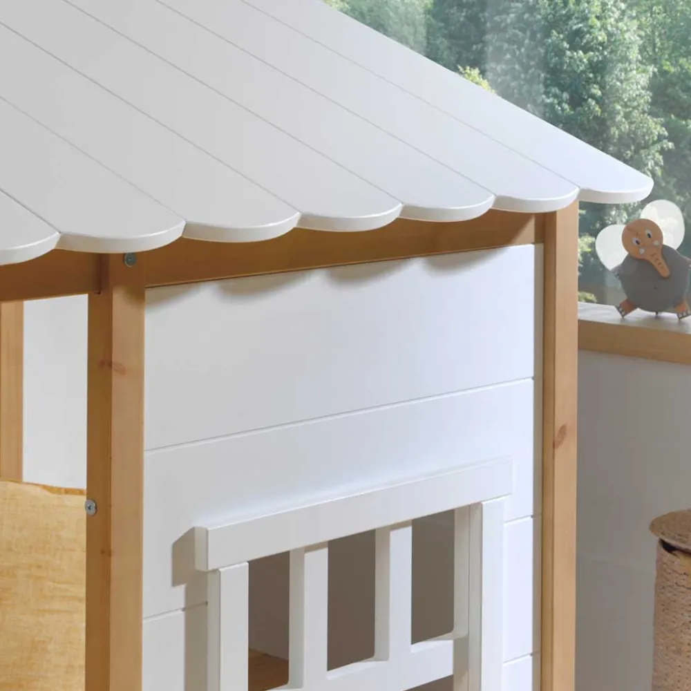 Kinder Wohnen 90x200 Bett mit Rausfallschutz in Haus Optik - Vericia