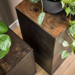 Wohnen 30x30 Blumenständer aus Hartholz & Metall - Marlo