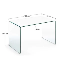 Wohnen 125x70 cm Design Schreibtisch aus Glas - Fire