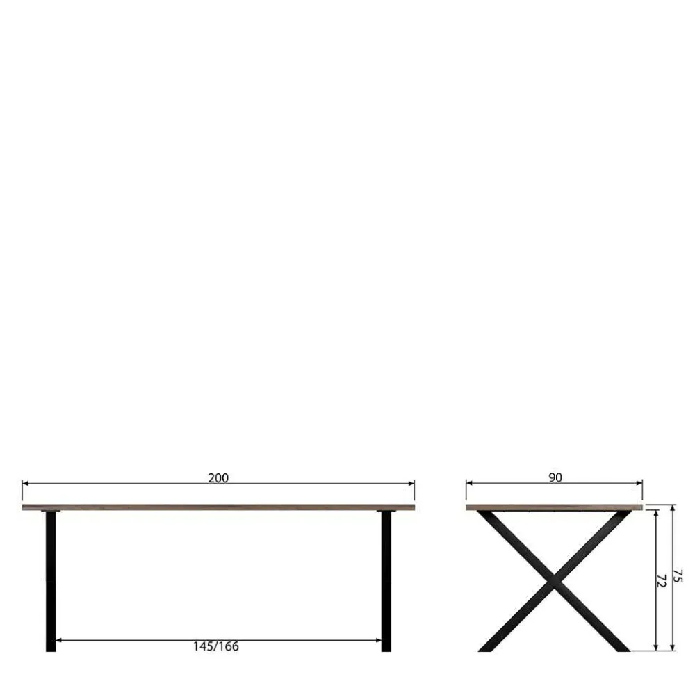 Wohnen 200x90 cm Esszimmertisch in Walnuss Furnier - Athias