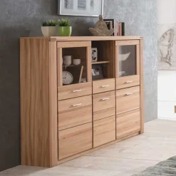 Wohnen Sideboards & Kommoden|Sideboards & Kommoden*158x140 cm Kernbuche Highboard 5-türig - Uhelia