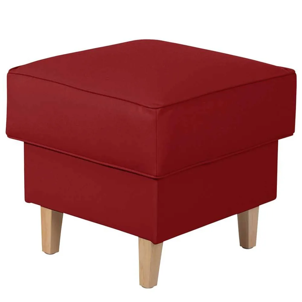 Wohnen 53x53 cm Kunstlederhocker in Rot - Durango