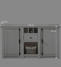 Wohnen 152x83 cm Landhaus Anrichte in Weiß - Chelles