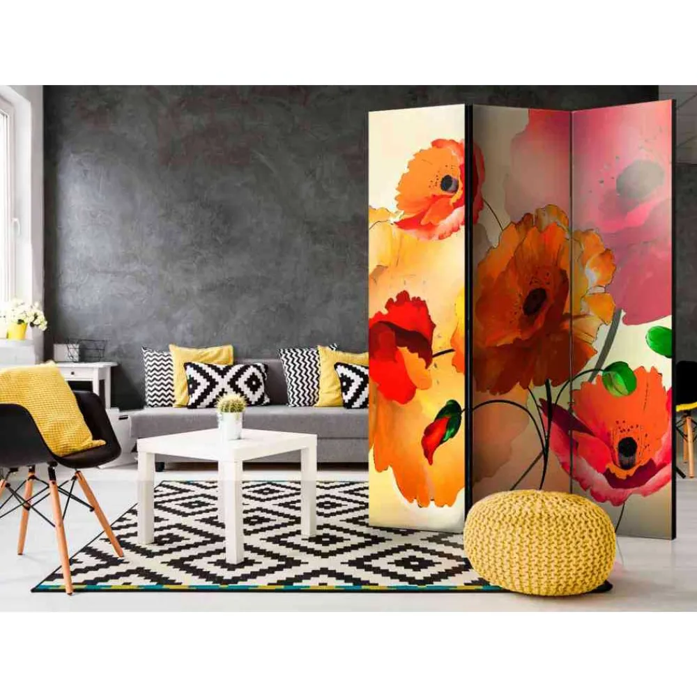 Wohnen 135x172 cm Paravent in Rot Orange - Hasting