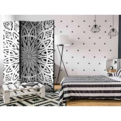 Wohnen 135x172 cm Paravent in Weiß & Schwarz - Wihelpa