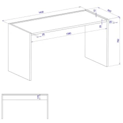 Wohnen 143x63 cm Schreibtisch in Wildeiche Optik & Anthrazit - Ahilav