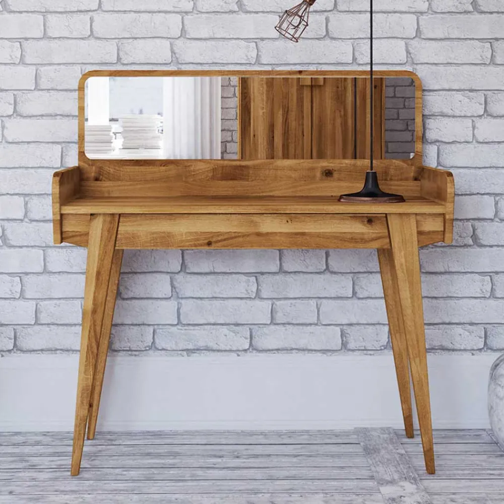 Wohnen Glasmöbel|Retro Möbel*110x45 cm Wildeiche Schminktisch mit Schublade - Hardus