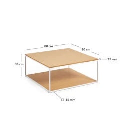 Wohnen 80x80 Couchtisch mit Bodenplatte in Eiche - Bosso