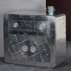 Wohnen 90x80 Design Kommode aus Massivholz & Alu - Pilot