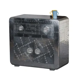 Wohnen 90x80 Design Kommode aus Massivholz & Alu - Pilot