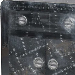 Wohnen 90x80 Design Kommode aus Massivholz & Alu - Pilot