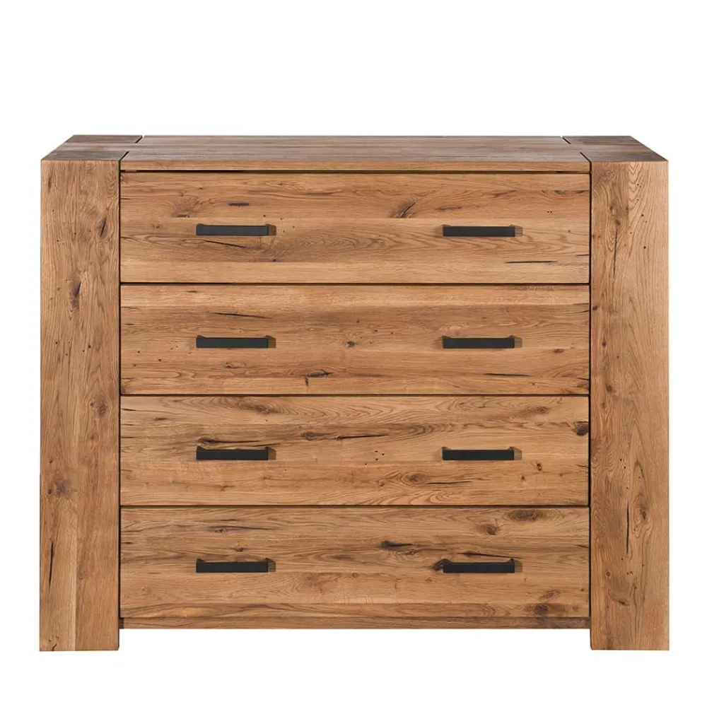 Wohnen 120x100 Eiche Kommode mit Metallgriffen - Latinossa