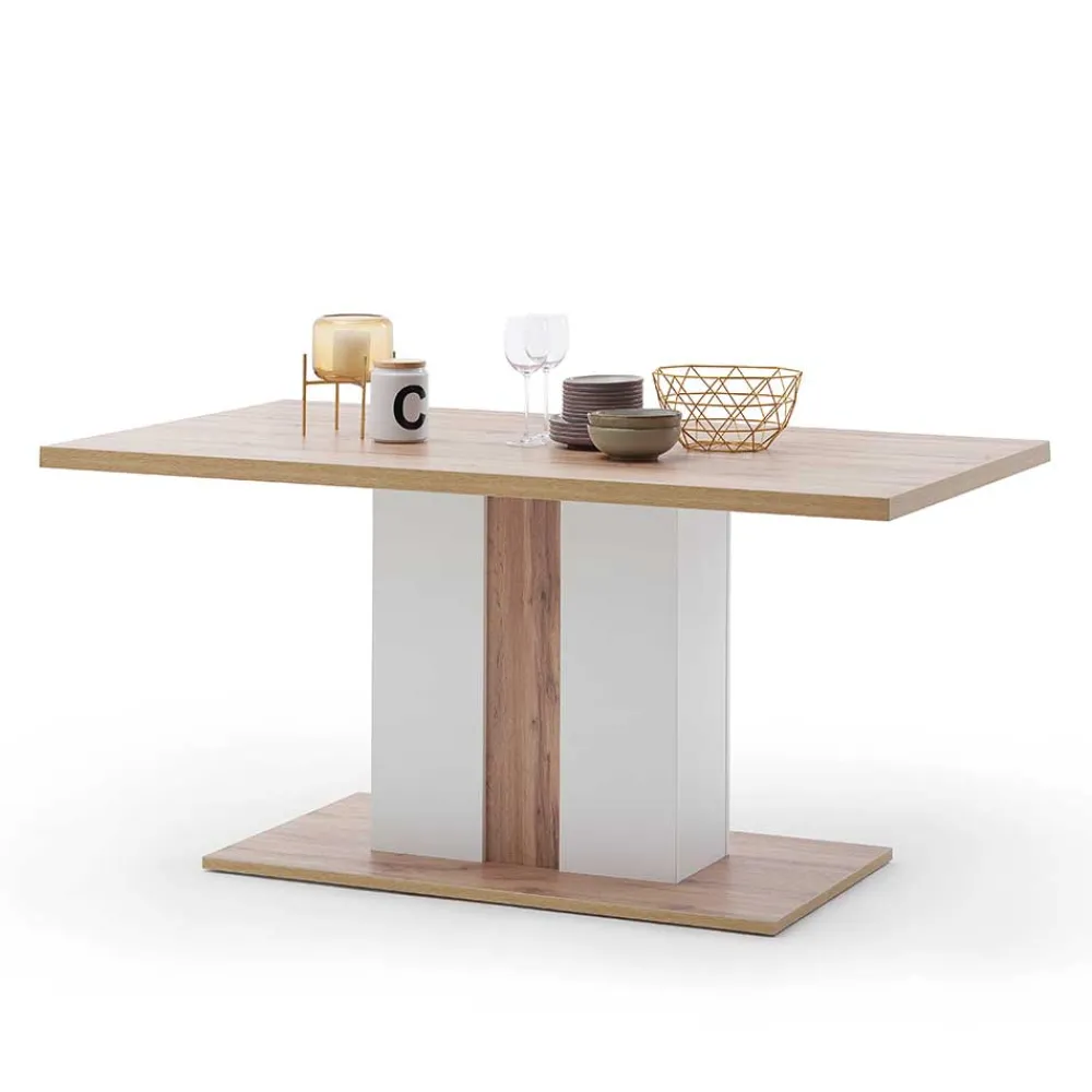 Wohnen Esszimmertische*160x90 Esstisch mit Säulenfuß zweifarbig - Caldri