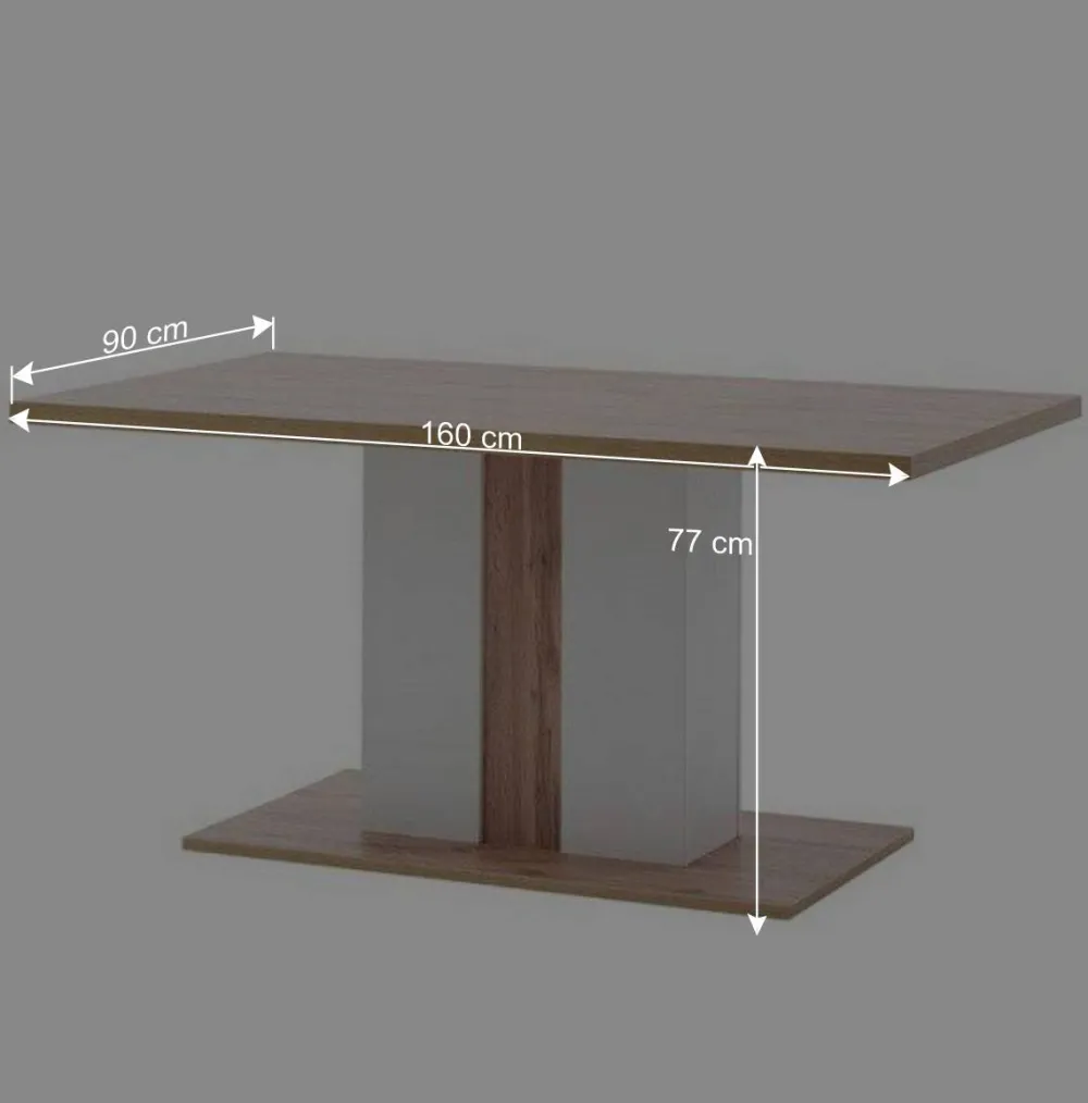 Wohnen Esszimmertische*160x90 Esstisch mit Säulenfuß zweifarbig - Caldri