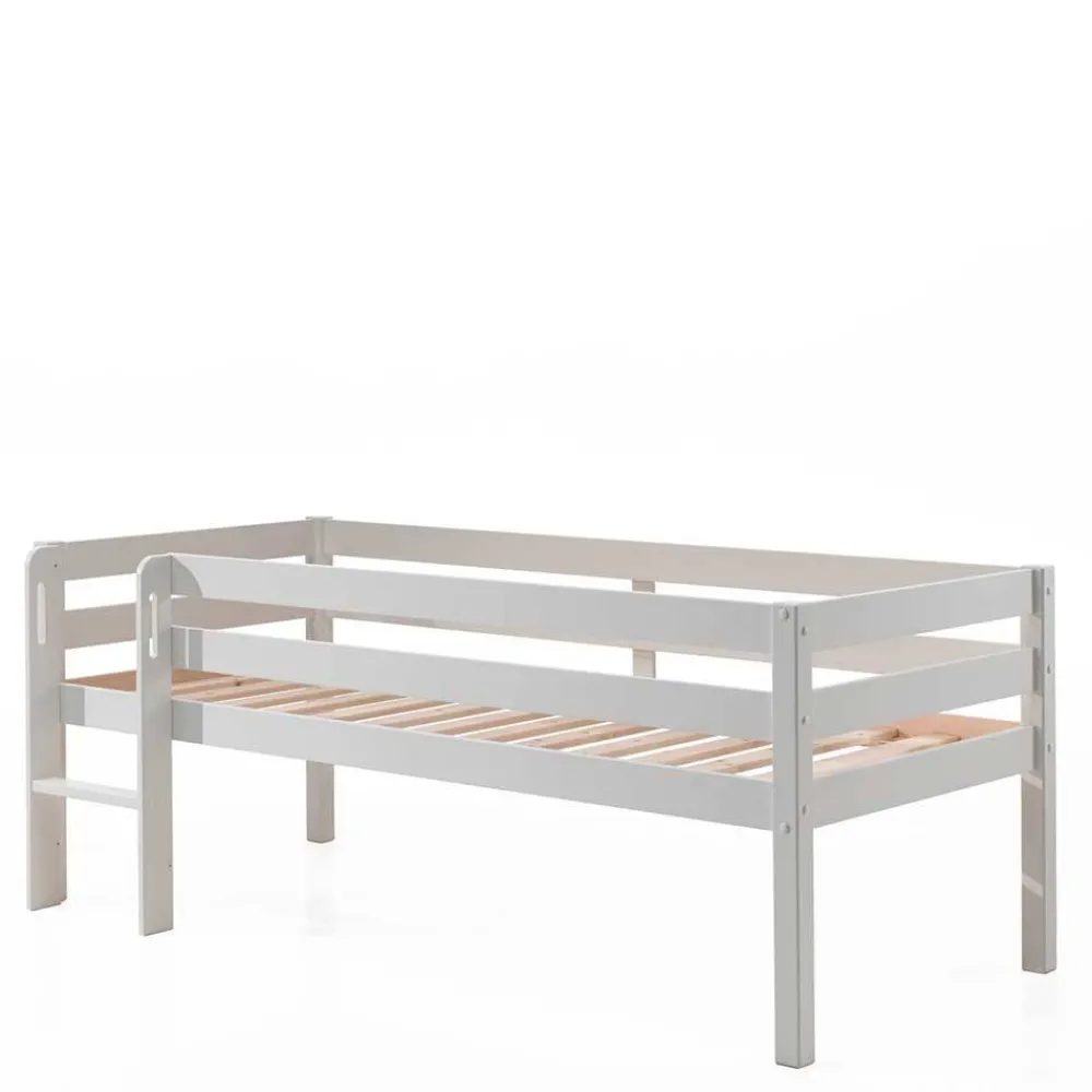 Kinder Wohnen 90x200 Hochbett in Weiß - 83 cm hoch - Renema