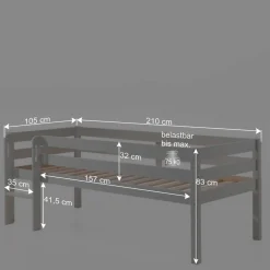 Kinder Wohnen 90x200 Hochbett in Weiß - 83 cm hoch - Renema