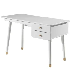 Wohnen Jugendzimmertische|Kinderschreibtische*125x60 Jugend Schreibtisch in Weiß & Gold - Zimventa