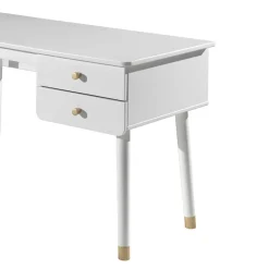 Wohnen Jugendzimmertische|Kinderschreibtische*125x60 Jugend Schreibtisch in Weiß & Gold - Zimventa