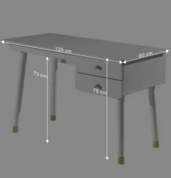 Wohnen Jugendzimmertische|Kinderschreibtische*125x60 Jugend Schreibtisch in Weiß & Gold - Zimventa