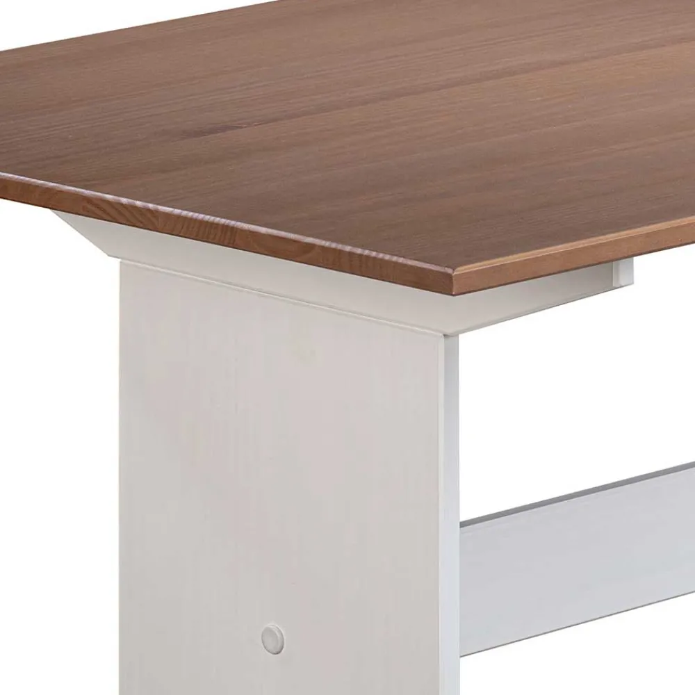 Wohnen 110x70 Küchentisch in Braun Kiefer & Weiß - Vatina