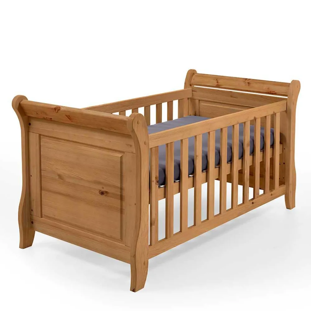 Kinder Wohnen 70x140 Kiefernholz Babybett gebeizt & geölt - Piatra