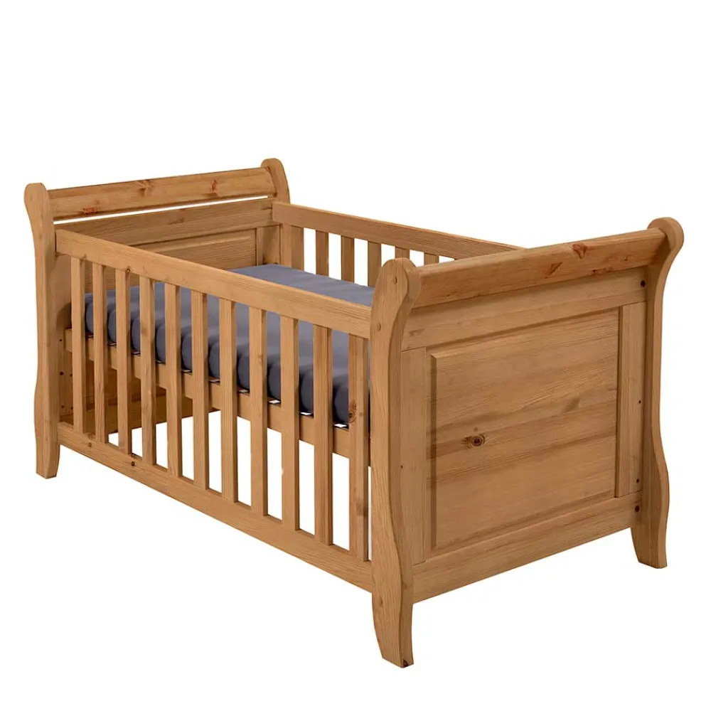 Kinder Wohnen 70x140 Kiefernholz Babybett gebeizt & geölt - Piatra