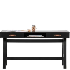 Wohnen Massivholzmöbel|Jugendzimmertische*140x62 Kiefernholz Schreibtisch in Schwarz - Ilvessino