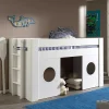 Wohnen Kinderbetten*90x200 Kinder Hütten Hochbett in Weiß - Lapel