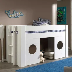 Wohnen Kinderbetten*90x200 Kinder Hütten Hochbett in Weiß - Lapel