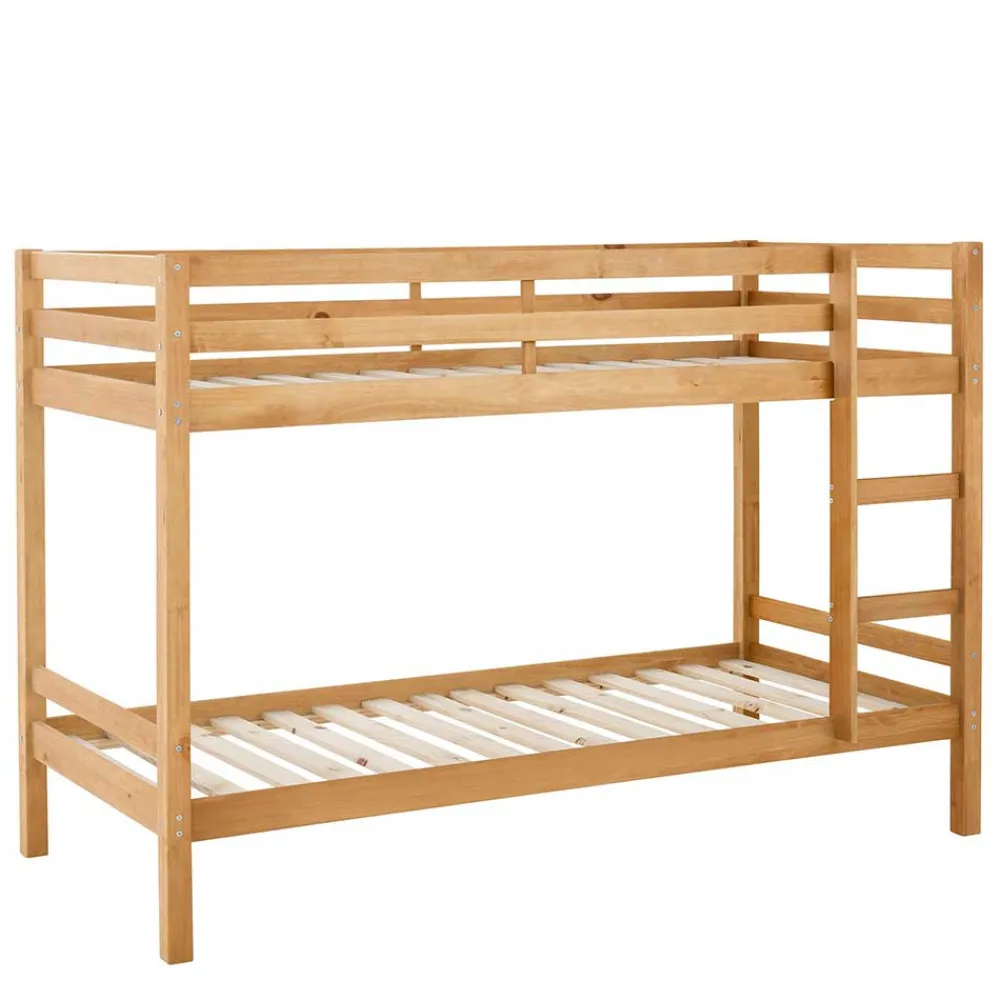 Kinder Wohnen 90x200 Kinder Stockbett in Kiefer Natur - Lowes