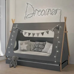 Wohnen Kinderbetten|Kindermöbel*90x200 Kinder Zeltbett in Grau - Casserra