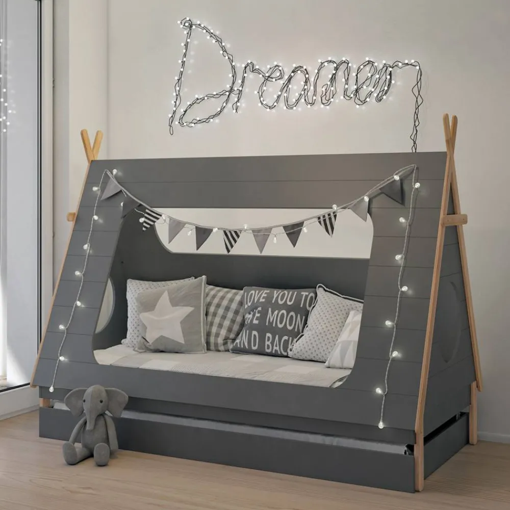 Wohnen Kinderbetten|Kindermöbel*90x200 Kinder Zeltbett in Grau - Casserra