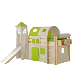 Kinder Wohnen 90x200 Kinderbett mit Rutsche & Turm - Jatama