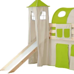 Kinder Wohnen 90x200 Kinderbett mit Rutsche & Turm - Jatama