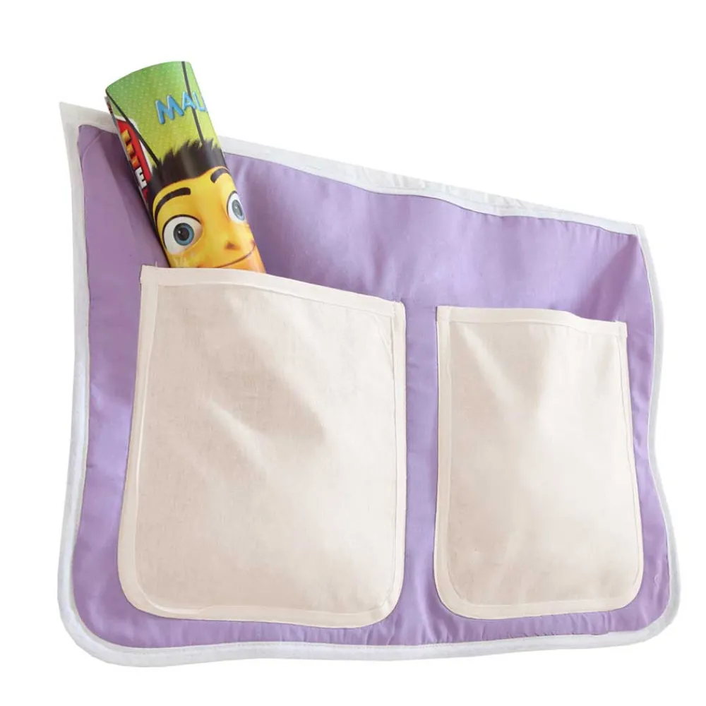 Wohnen Kinderbetten*90x200 Kinderhochbett in Natur & Lila & Beige - Genfra